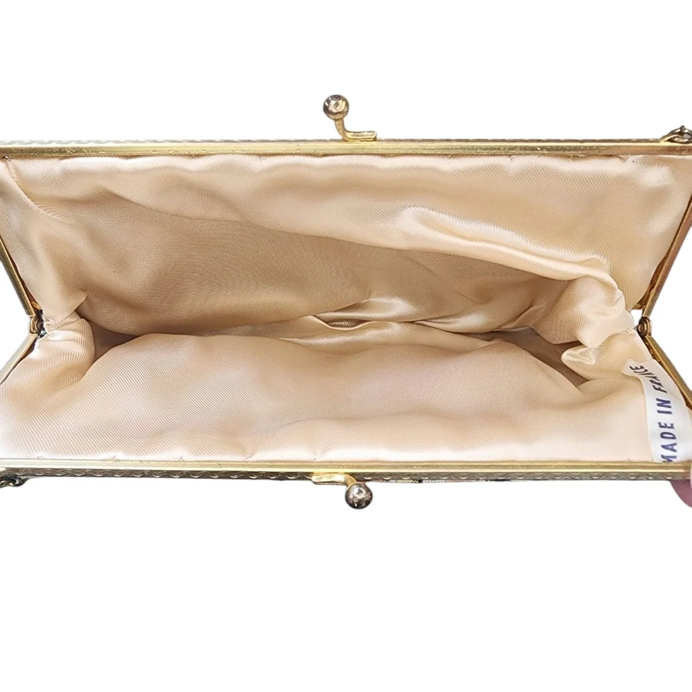 Vintage french floral tapestry clutch purse